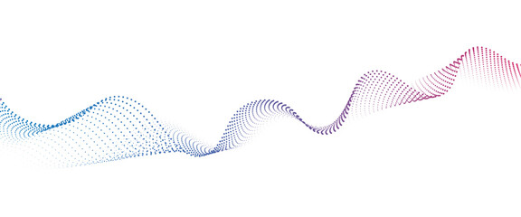 Flowing Dot Wave halftone gradient pattern on transparent background	