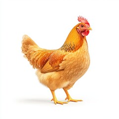 Fototapeta premium A beautiful golden Wyandotte chicken standing proudly, showcasing vibrant feathers and a healthy demeanor in a simple background.