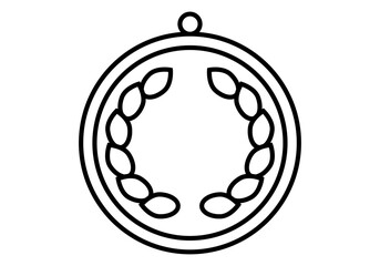 Icono negro de medalla de condecoración con hojas de laurel 