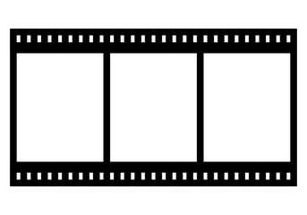 Icono negro de película o carrete de vídeo