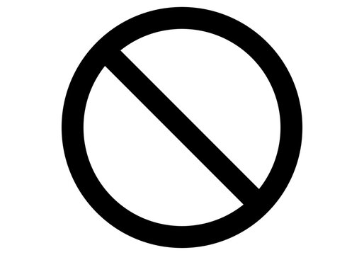 Icono negro de se&ntilde;al de prohibido en fondo blanco