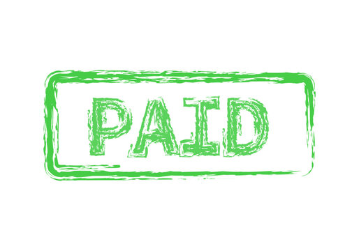 Sello verde de pagado en fondo blanco