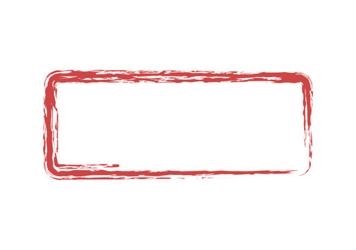 Recuadro de trazo de pincel rojo en fondo blanco