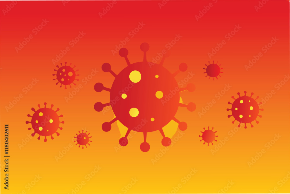 Poster smooth gradient background transitioning from deep red to bright orange overlaid with subtle silhoue