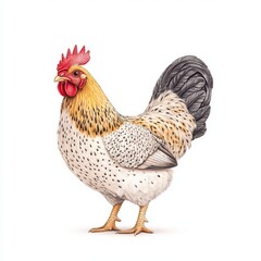 Fototapeta premium A beautifully illustrated Brahma chicken showcasing unique patterns and vibrant colors. Perfect for agricultural and poultry themes.