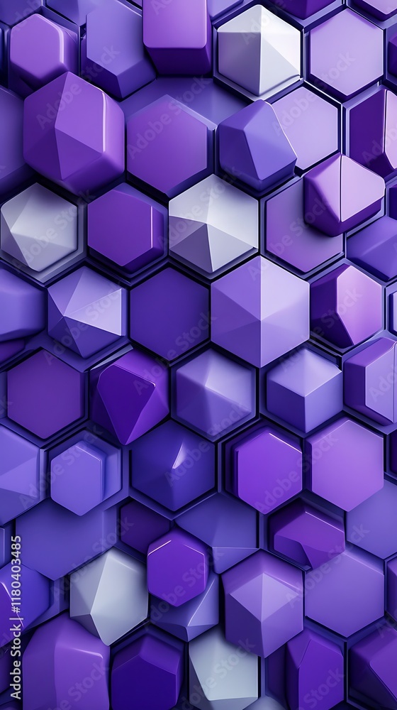 Poster purple and white hexagonal shapes creating a modern abstract geometric background with stunning visu