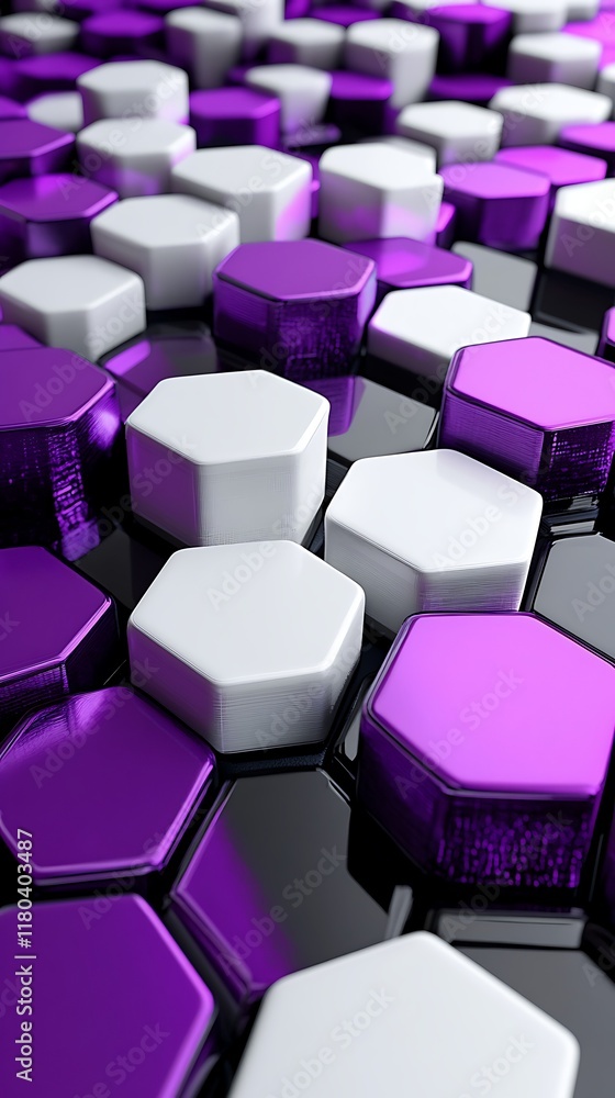 Poster purple and white hexagonal shapes creating a modern abstract geometric background with stunning visu