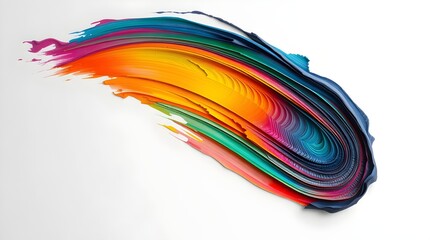 colorful swirl of paint strokes on white background for creative advertising concepts