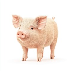 A charming illustration of a cute, friendly Hampshire pig standing upright, showcasing its soft pink fur and expressive features.