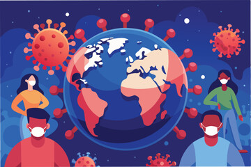 Creative 3D typography design with the words 'Stay Safe' surrounded by glowing hmpv virus particles clipart vector