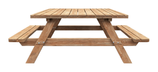 Classic Picnic Table for Outdoor Gatherings Isolated on White Background