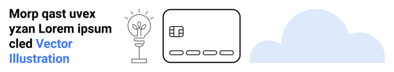 Lightbulb representing ideas or innovation, microchip card for digital or tech concepts, cloud symbolizing storage or internet services. Ideal for tech solutions, innovation, digital services