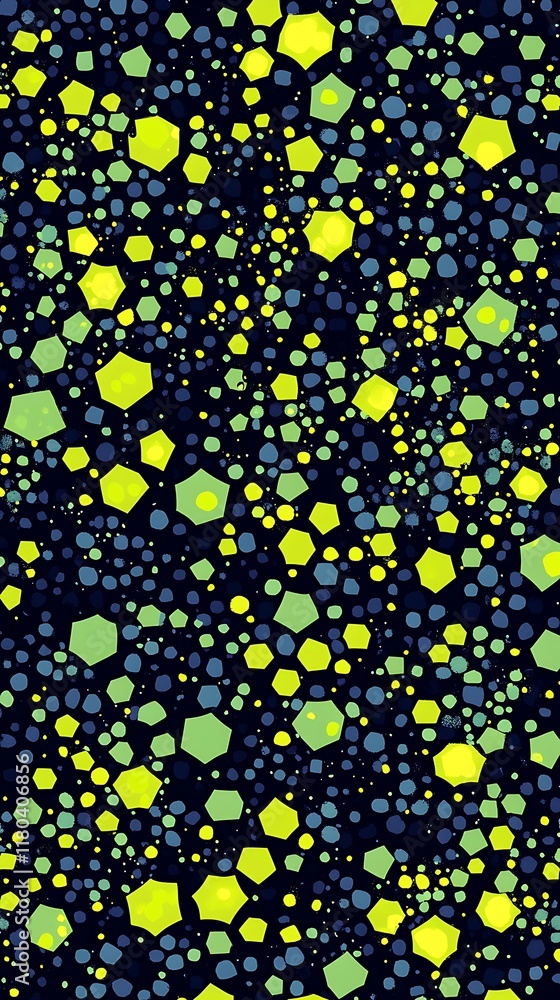Poster geometric background with vibrant hexagonal shapes in an abstract layout, perfect for contemporary b