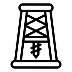 Land oil drilling rig outline icon representing onshore oil extraction operations