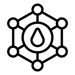 Molecule structure of oil outline icon showing the chemical composition of petroleum