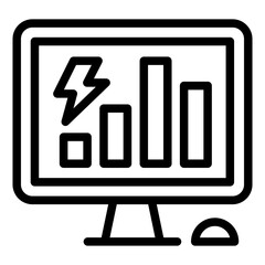 Energy monitor screen outline icon showing digital display for tracking power usage