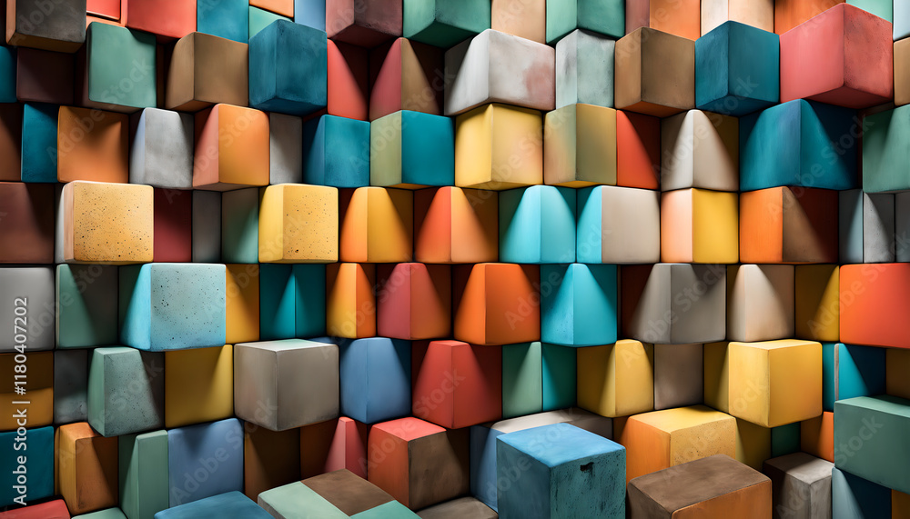 Poster colorful 3d cube pattern with modern geometric design