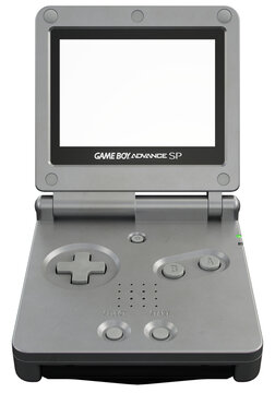 Retro Game Boy Advance SP Handheld Mockup - transparent PNG