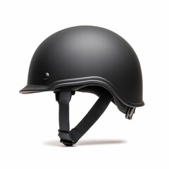 Fototapeta premium Stylish and Functional Matte Black Protective Sports Helmet with a Sleek Modern Design Isolated on a Clean White Background Showcasing its Minimalist Aesthetic and Safety Features