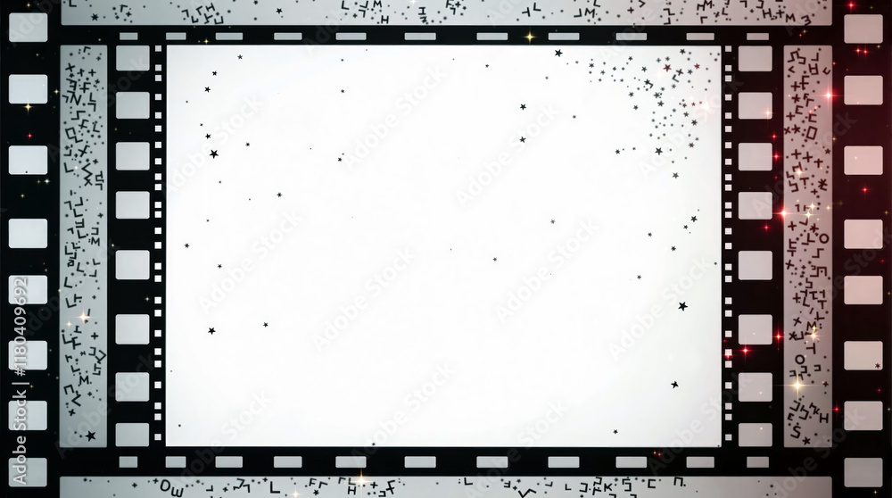 Poster blank film strip with handwritten notes and star dust effect movie themed projects memory keepsakes 