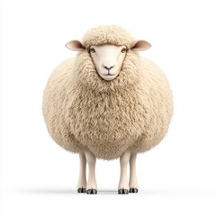 A cute, fluffy Texel sheep standing confidently, showcasing its soft, woolly texture against a minimalist background.