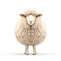 Fototapeta premium A cute, fluffy Romney sheep standing proudly with its woolly coat, symbolizing agriculture and rural life.