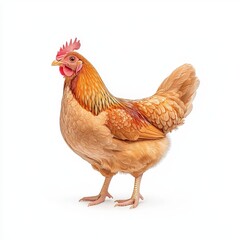 Fototapeta premium A detailed, realistic illustration of a Wyandotte chicken, showcasing its feathers and vibrant colors in a natural posture.