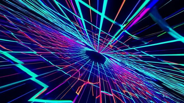 Vibrant Neon Lines Footage Creating Dynamic Visual Patterns