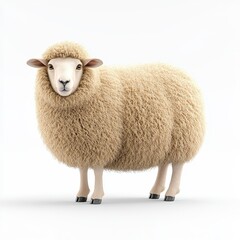 Fototapeta premium A fluffy, Dorset sheep standing gracefully, showcasing its thick wool coat in a clean background, perfect for agricultural and nature themes.