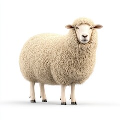 A fluffy Shropshire sheep stands calmly, showcasing its woolly coat and serene expression, symbolizing pastoral life and farm animals.