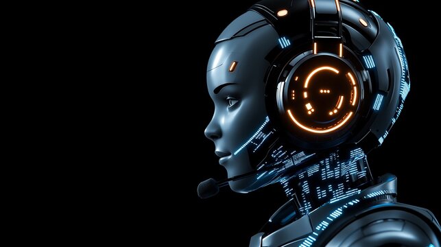 An artificial intelligence virtual assistant acts as an AI agent, providing support as an AGI powered representative, symbolizing the future singularity of robot interactions