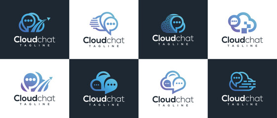 collection of chat cloud logo design templates. Cloud chat bubble digital technology logo design vector icon