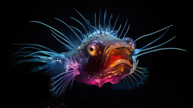Vibrant Deep Sea Fish with Colorful Fins and Unique Features