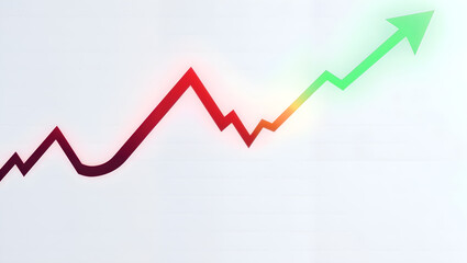 Upward trend graph symbolizing growth, success, or business progress on a white background. Generative AI