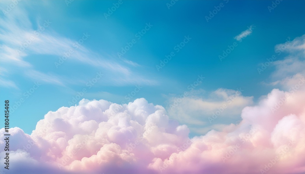 Poster a soft sky with cloud background in pastel color. generated image