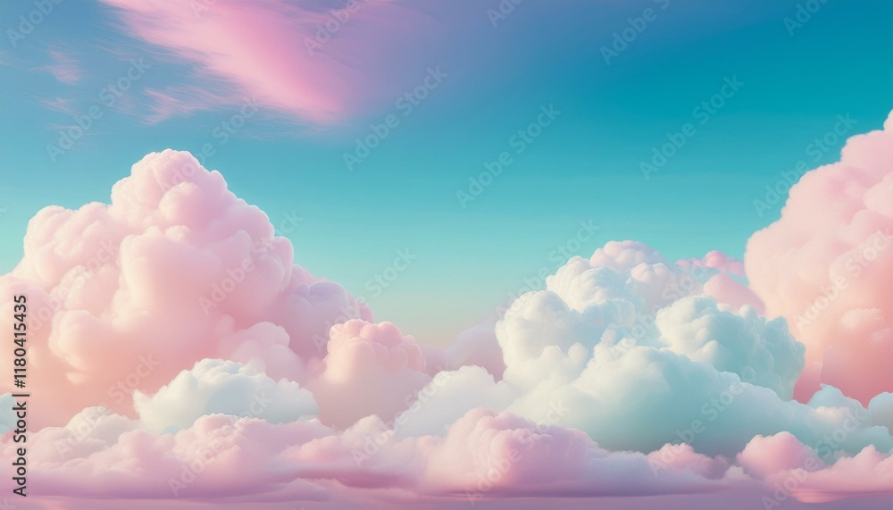 Poster a soft sky with cloud background in pastel color. generated image