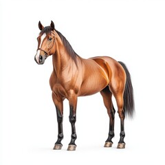 Naklejka premium A majestic brown Paso Fino horse standing confidently, showcasing its muscular physique and shiny coat in a studio setting.