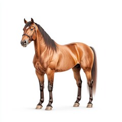 Obraz premium A majestic brown Westfalen horse standing proudly against a plain background, showcasing its strength and elegance.