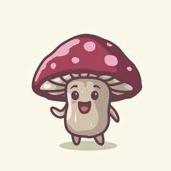 Adorable Cute Mushroom Vegetable Character Illustration