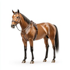 Fototapeta premium A majestic brown Thoroughbred horse standing proudly, showcasing its powerful build and elegant posture, ideal for equestrian-themed visuals.