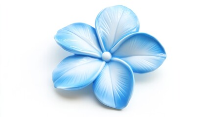 Blue and white flower brooch isolated on white background.