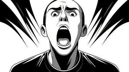 A striking silhouette of a man in anguish, capturing raw emotion through light contrast in a bold vector design.