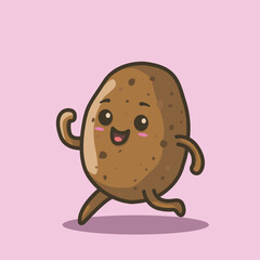 Adorable Cute Potato Vegetable Character Illustration