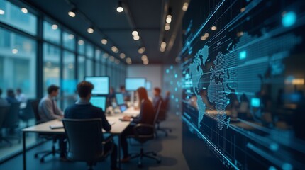 Fototapeta premium Modern Office And Communication Network Concept. Statistics Of Business. Management Strategy
