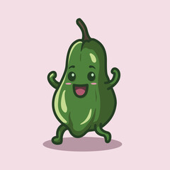 Adorable Cute Chayote Vegetable Character Illustration