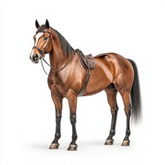 Obraz premium A majestic brown Quarter horse stands poised, showcasing its strength and elegance, perfect for equestrian-related themes.