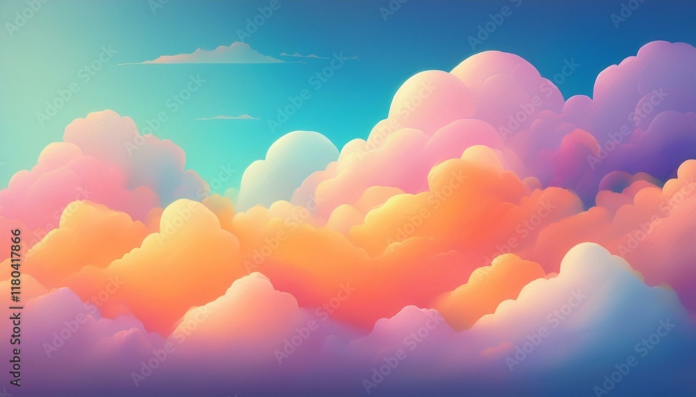 Poster rainbow clouds. a soft cloud background with a pastel colored orange to blue gradient. generated ima