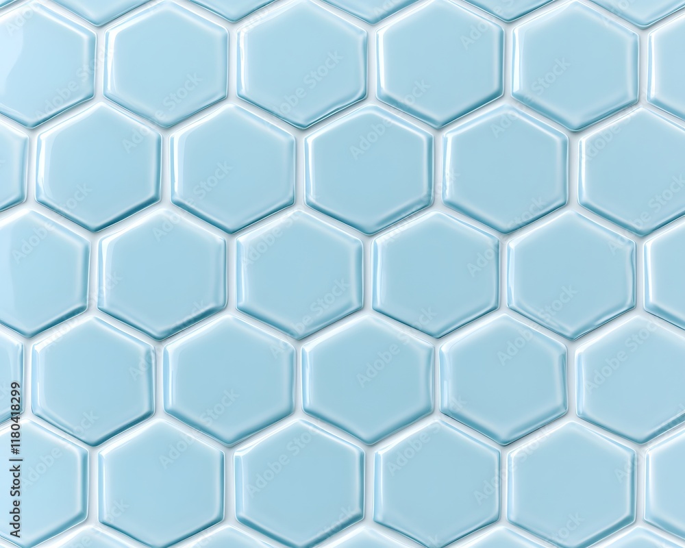 Poster light blue hexagonal tile pattern