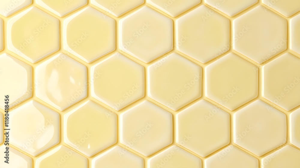 Poster Pale Yellow Hexagonal Tile Pattern