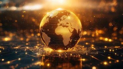 An abstract globe surrounded by glowing appreciation metrics, symbolizing global investment opportunities